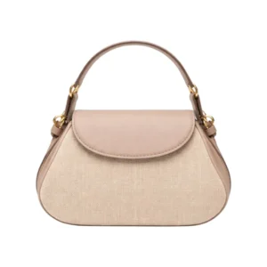 Elegant Beige Textured Leather Shoulder Bag with Modern Design