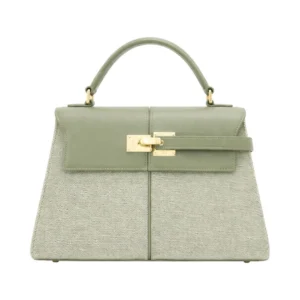 Elegant Green Textured Leather Shoulder Bag with Gold Lock
